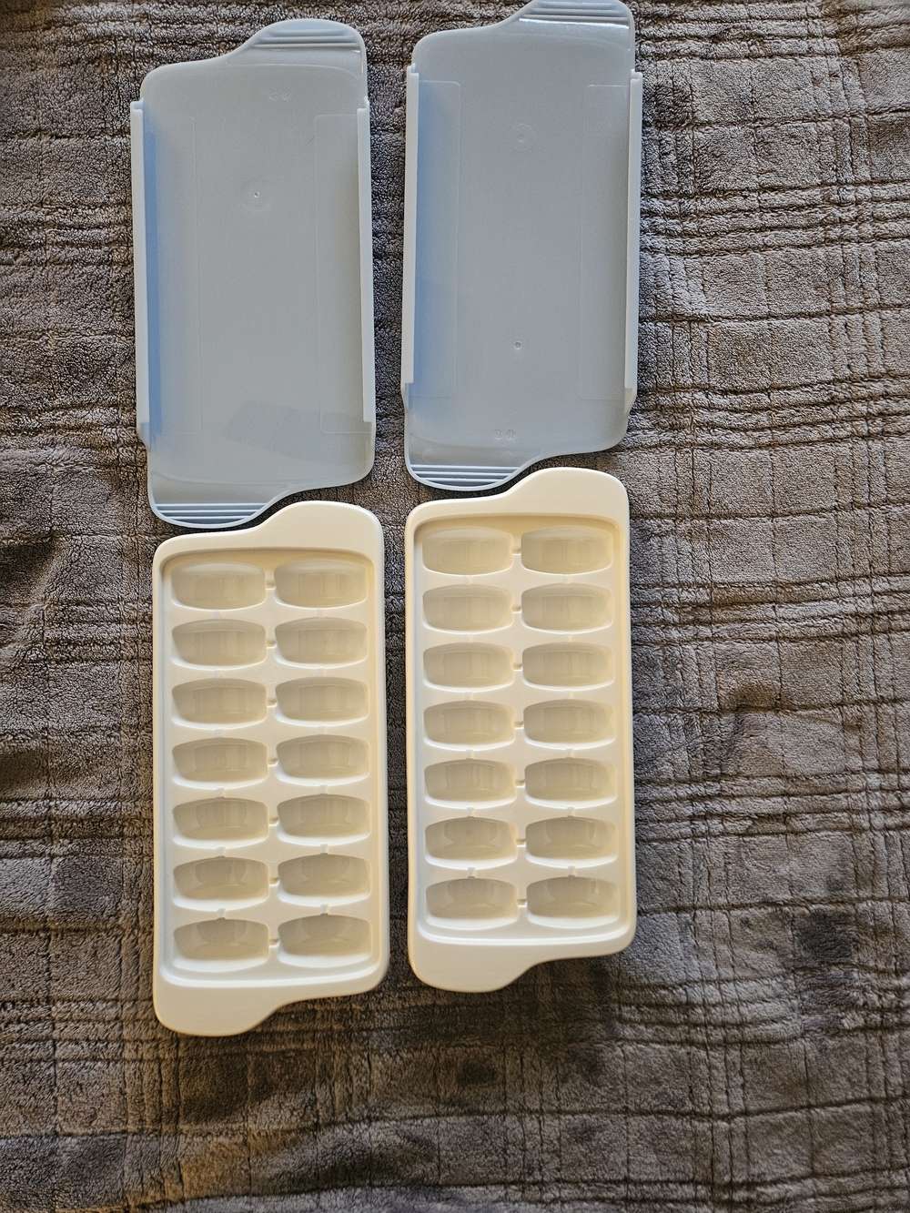 Oxo White Plastic Ice Cube Tray with Light Blue Removable Lid - Pack of 2